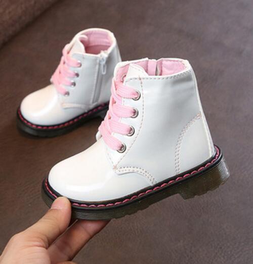 freundlicher freundlicher Kleinkind Baby Kleine Mädchen Patent Leder Martin Stiefel Schuhe Für Mädchen Weiß Schnee Stiefel Neue 1 2 3 4 5 6 7 jahre 29: weiß / 6