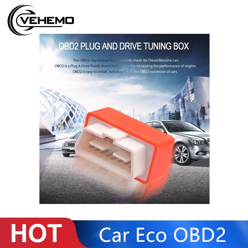 Vehemo tuning box chip 4 farver auto eco obd 2 eco obd 2 gasbesparende bil eco obd 2 brændstofbesparende økonomi teknisk