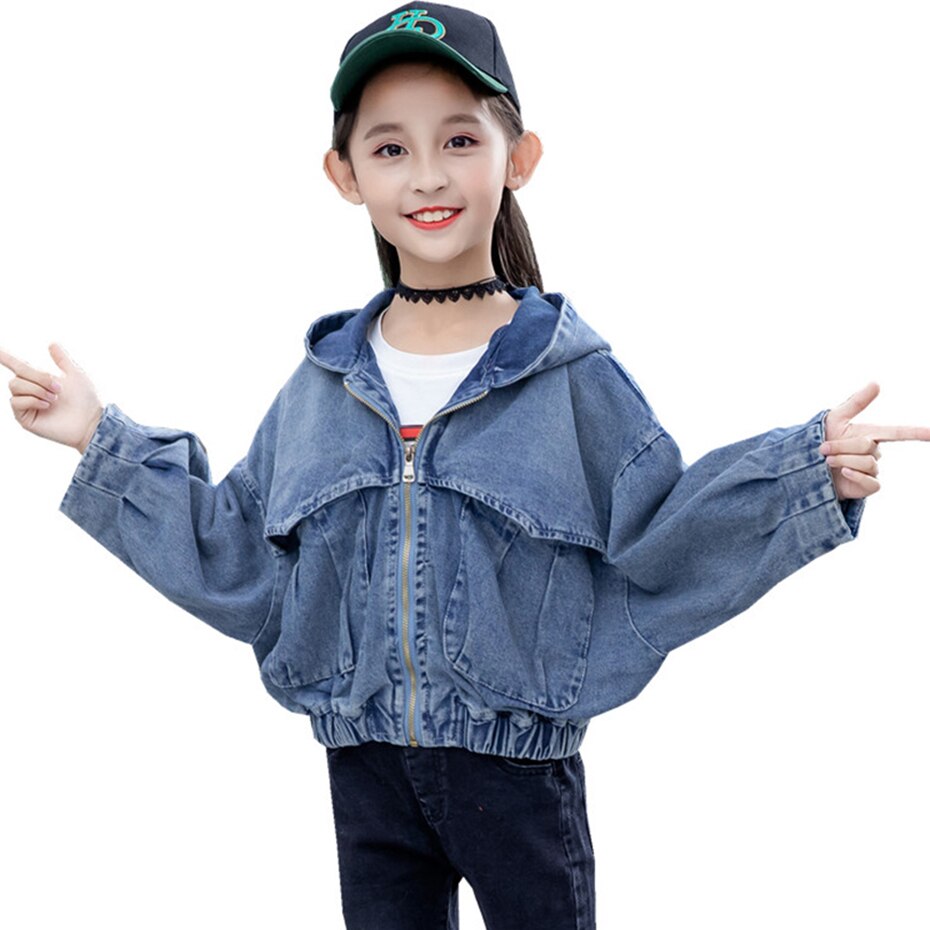 Veste en jean pour filles, manteaux de pour enfants de 6, 8, 10, 12 et 14 ans, décontracté