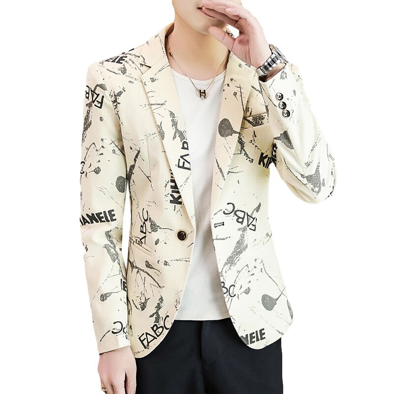 printemps Blazer Veste Hommes Veston Imprimé Hombre Mariage Costume D'affaires Décontracté Veste Streetwear Sociale Costume Homme
