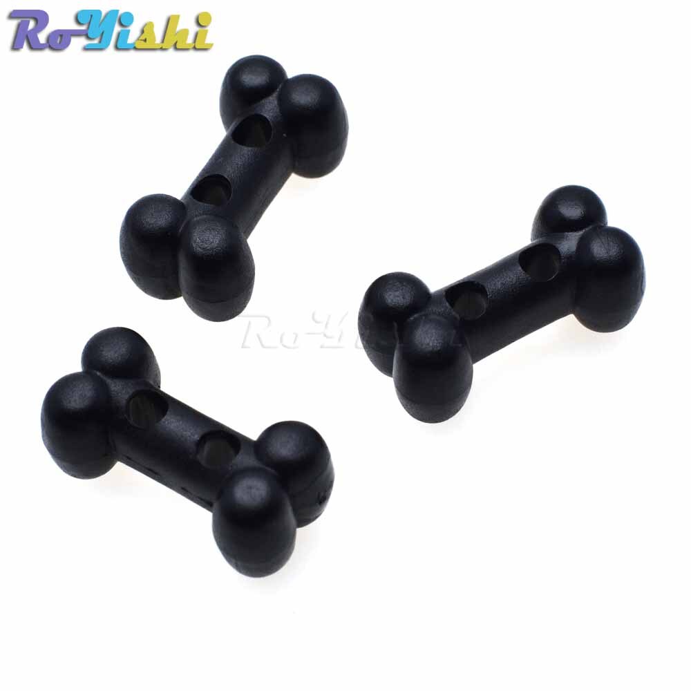 100 stks/pak Plastic Hond Bot Vorm Button Cord Lock Toggle Stopper Zwart