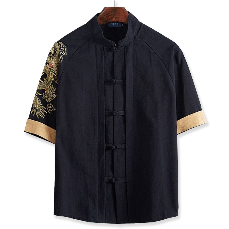 Chinese style plus size male extra large code tide big man slimming 9XL linen half sleeve shirt cardigan embroidery 9XL 10XL: 8XL