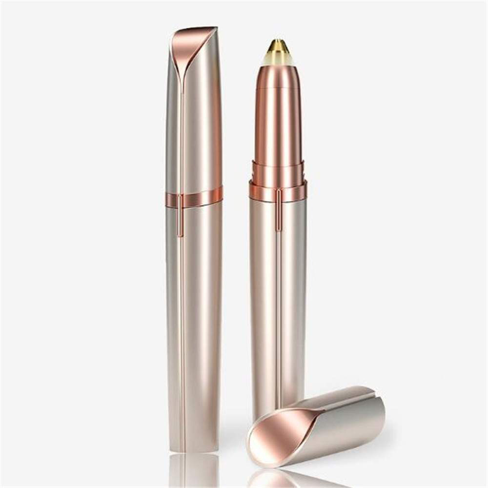 1Pc Mini Elektrische Wenkbrauw Trimmer Make Pijnloos Wenkbrauw Epilator Scheerapparaat Scheerapparaten Draagbare Facial Hair Remover Gereedschap: Gold-Battery