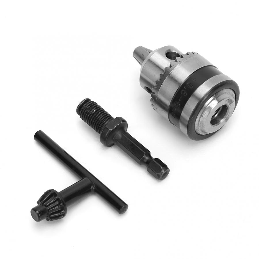 Light Wrench Drill Chuck 0.6-6MM 3/8-24UNF + 1/4 Hex Head 3/8 Thread Extension Rod Drill Clamp Chuck