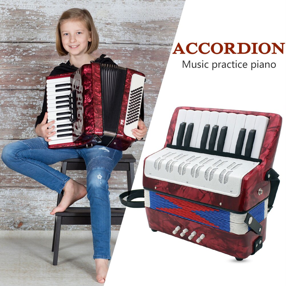 Acordeón de 8 bajos de 17 teclas, instrumento Musical educativo pequeño, banda de ritmo, juguetes para principiantes, instrumentos de teclado