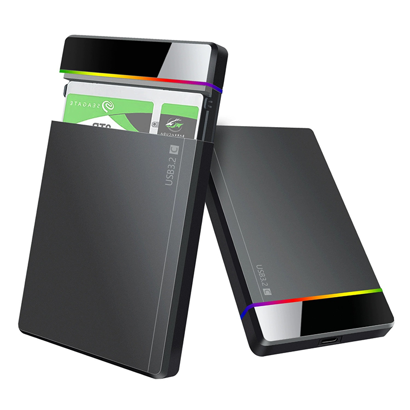 2,5 Zoll Typ-C Werkzeug Kostenlose Installation Tragbare Festplattenbox RGB Kaltanzeigeleuchte Geeignet für Computer Mobiltelefone usw