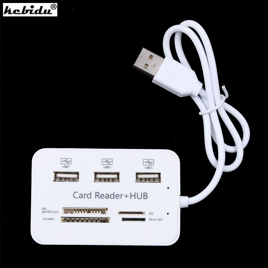 kebidu Micro USB Hub Combo 2.0 3 Ports Card Reader Multi USB Splitter Hub USB Combo All In One for PC Computer Accessories