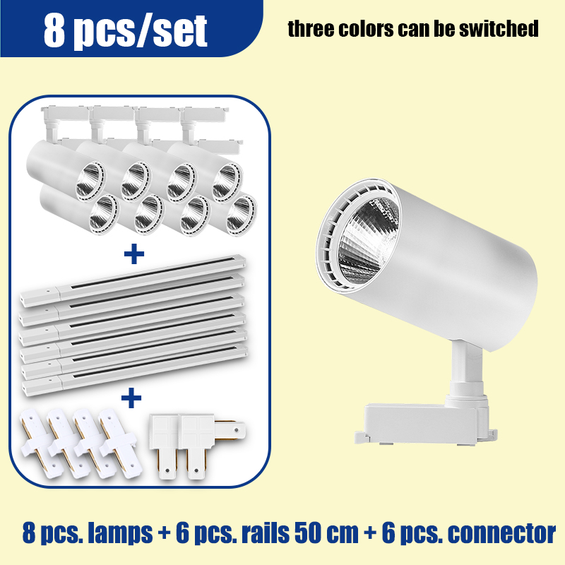 Led-railverlichtingsset, 110v rails, 3 kleuren, veranderbare plafond- en wandlampen, railspots, led-spots voor kledingwinkels