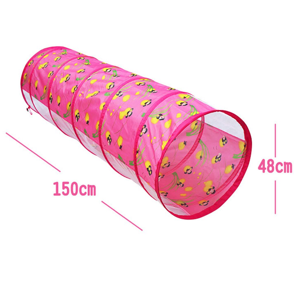 1.5m Glowworm Pop Up Tunnel Toy Play Tent Hut Baby Playhouse Developmental Crawling Adventure Tunnel Games Pink