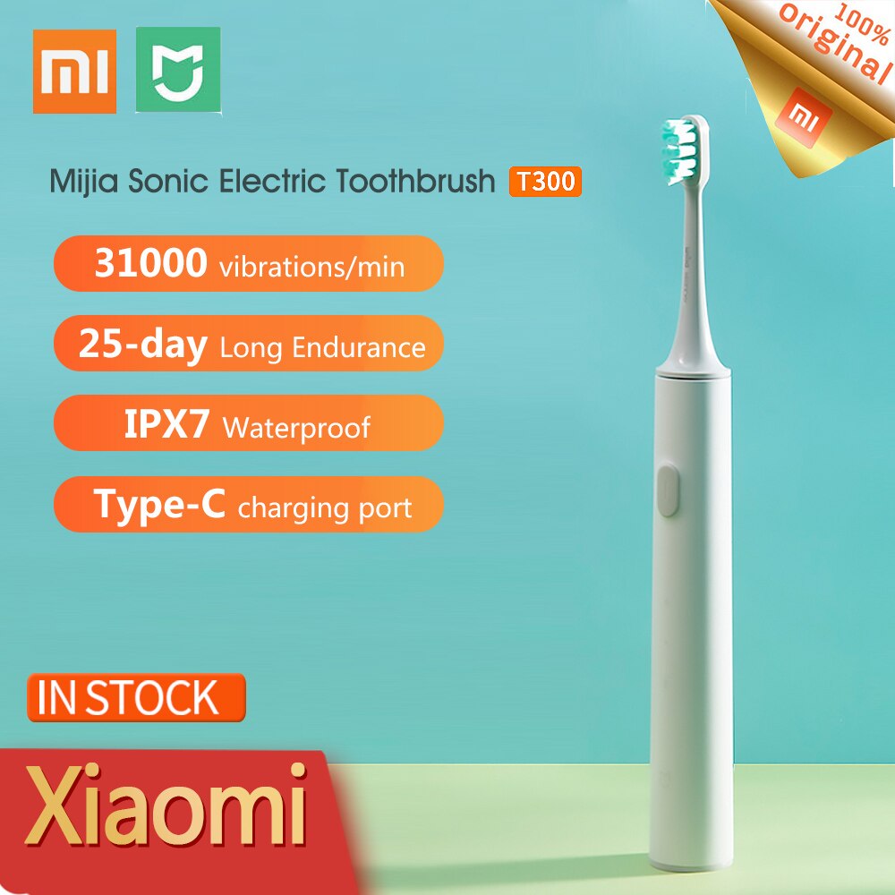 Xiaomi mijia  t300 sonisk elektrisk tandbørste voksen ultralyd automatisk trådløs usb opladelig smart sonisk børste vandtæt mi