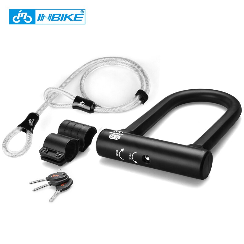 INBIKE-candado y Cable de bloqueo en U, de acero, para bicicletas de montaña y carretera, desbloqueo violento, cilindro de bloqueo Super B Serpentine UL319: U-Cable lock