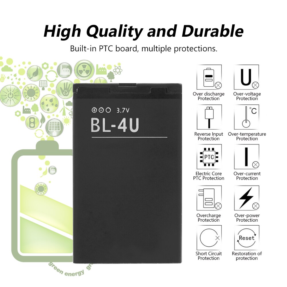 Lithium 100% Nieuw! Oplaadbare Lithium BL-4U Bl 4U BL4U Batterij Voor Nokia C5-03 C5-06 5250 530 3120C 6216C 6600S