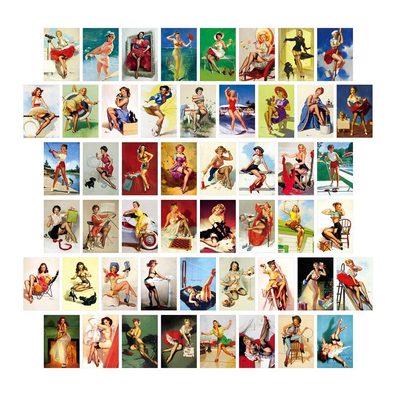 Juego de 50 hojas de postales decorativas para pared, pinturas decorativas, tarjetas de fotografía de estilo INS, fotos decorativas DIY