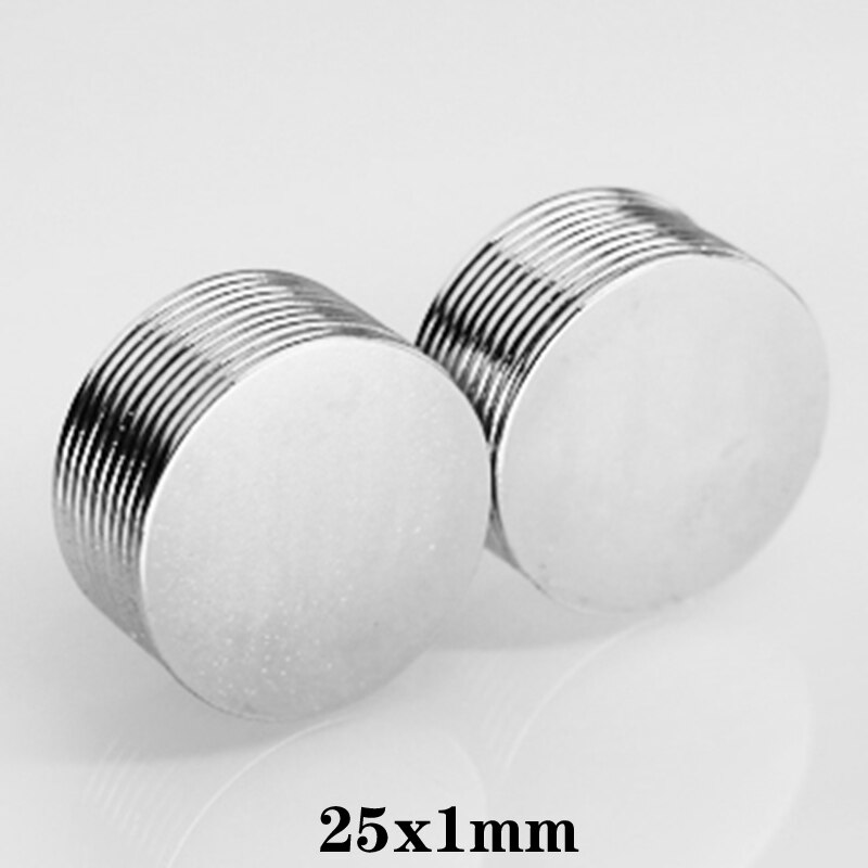 5/10/20/30/50/100/150 stk. 25 x 1 mm tynde neodymmagneter stærk 25 mmx 1mm permanent rund magnet 25 x 1mm kraftig magnetisk 25*1