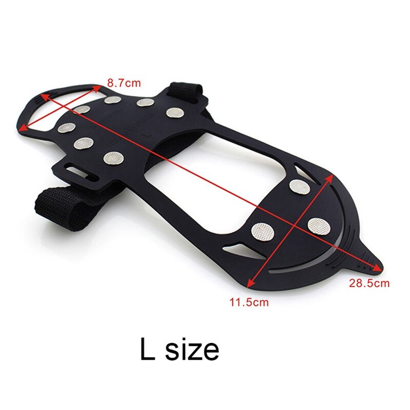 10 clavos de pinza de hielo para zapatos antideslizantes escalada crampones de nieve tacos cadena garras empuñaduras botas cubierta tamaño L