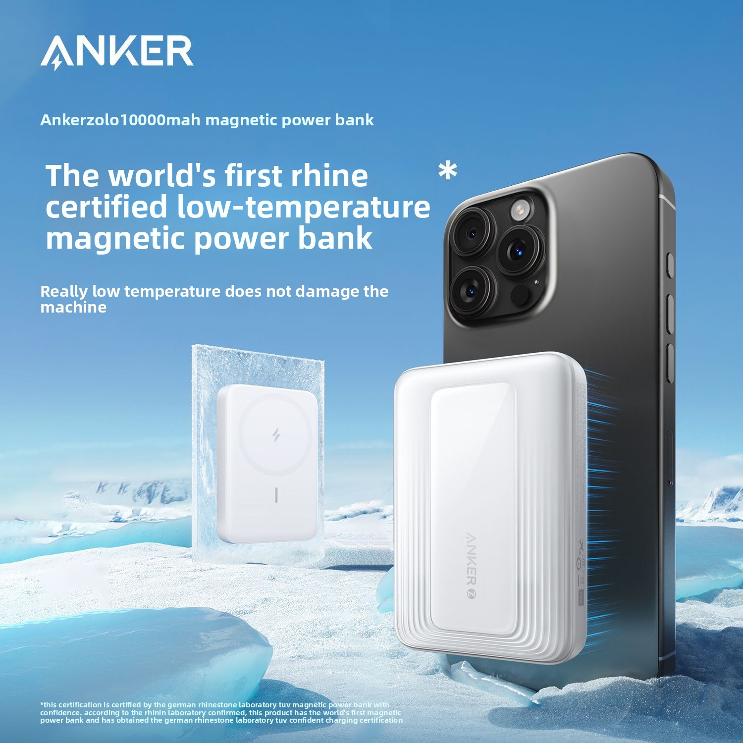 Anker Zolo A1684 Power Bank 10000mAh 30W PD Ricarica Rapida Type-C, Ricarica Wireless Magnetica a Bassa Temperatura, Certificazione Rhine per Uso Intensivo