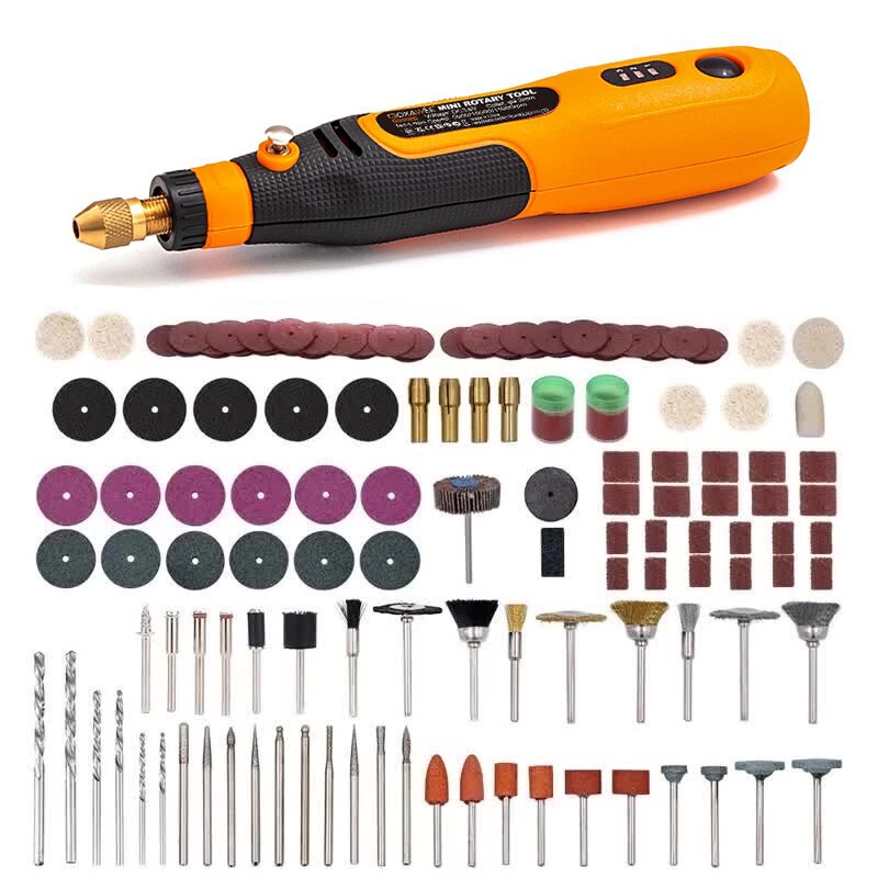 GOXAWEE-minitaladro eléctrico inalámbrico, grabador, amoladora para Dremel, accesorios, USB, rectificadora de velocidad variable, herramientas rotativas: G5225-3035-181
