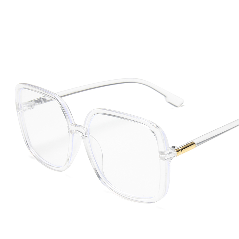 Vintage overdimensionerede firkantede brilleramme kvinder retro store briller kvindelig klar linse optiske briller gennemsigtig: Klar hvid