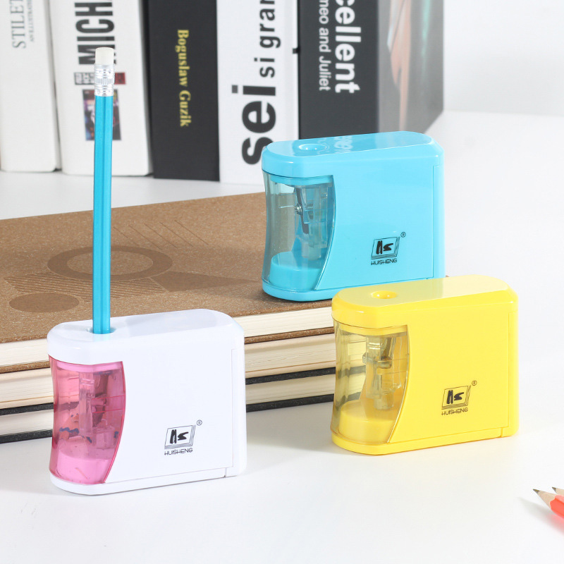 Sacapuntas eléctrico de un solo orificio, sacapuntas automático para de Chico, suministros de papelería escolar con batería