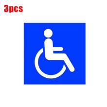 3 pcs Sign Sticker Disabled Wheelchair Sign Decal Blue For Car Truck Van Handicap Warning Mark Decoration