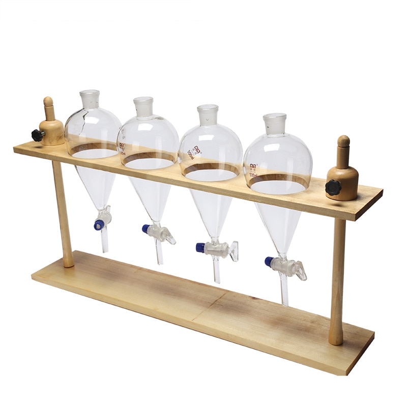 Wooden Separatory funnel Stand Rack 4 Holes Lab Supplies