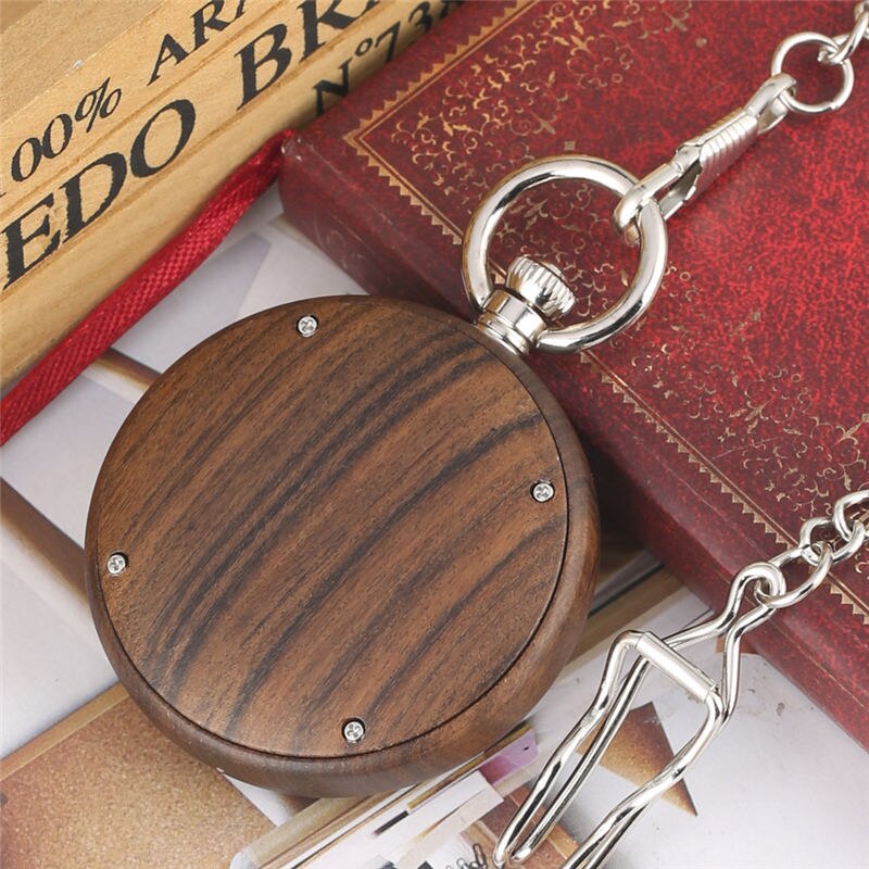 Quartz Wooden Pocket Watch Men Keychain Luminous Chain Wood Men Pendant Watch Clock Dial Warcraft