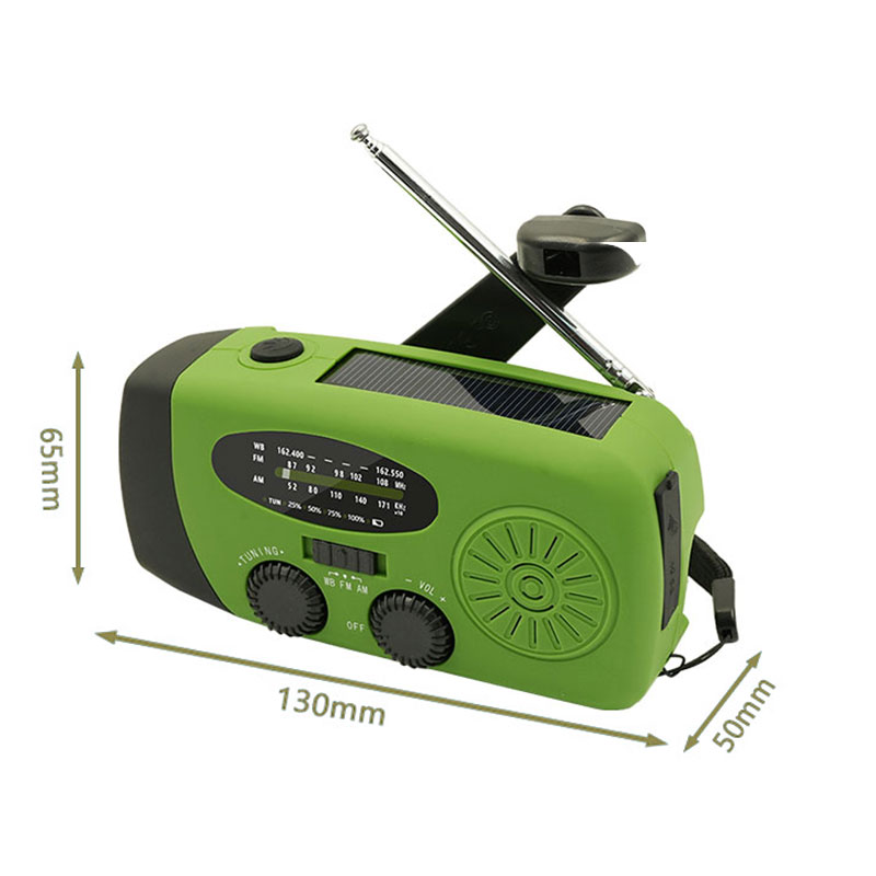 2000 mAh Radio awaryjne Wielofunkcyjne radio z korbą ręczną na energię słoneczną FM AM WB NOAA Radio pogodowe Ładowanie USB 3 latarki LED