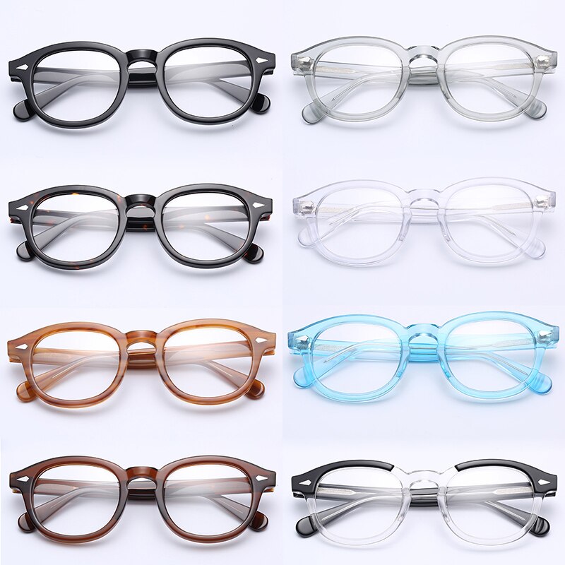 Johnny Depp-monture en acétate pour hommes et femmes, ronde faite à la main, lunettes de styliste pour ordinateur, monture de lunette optique pour Demi myopie