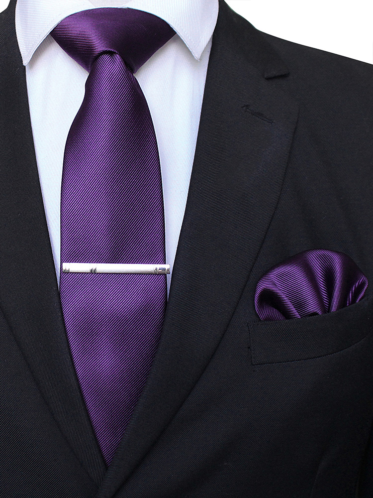 EASTEPIC Cravatte classiche in twill grigio da uomo da 8 cm in abiti da lavoro Set di cravatte con clip Fazzoletto Accessorio da uomo Festa di nozze: Fucsia