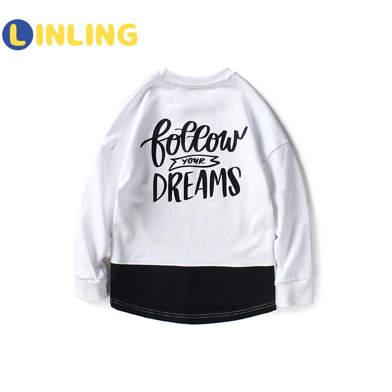 Linling Lange Mouw T-shirts Jongens Leuke Casual Jongen Tees Lente Herfst Kids Kleding P211