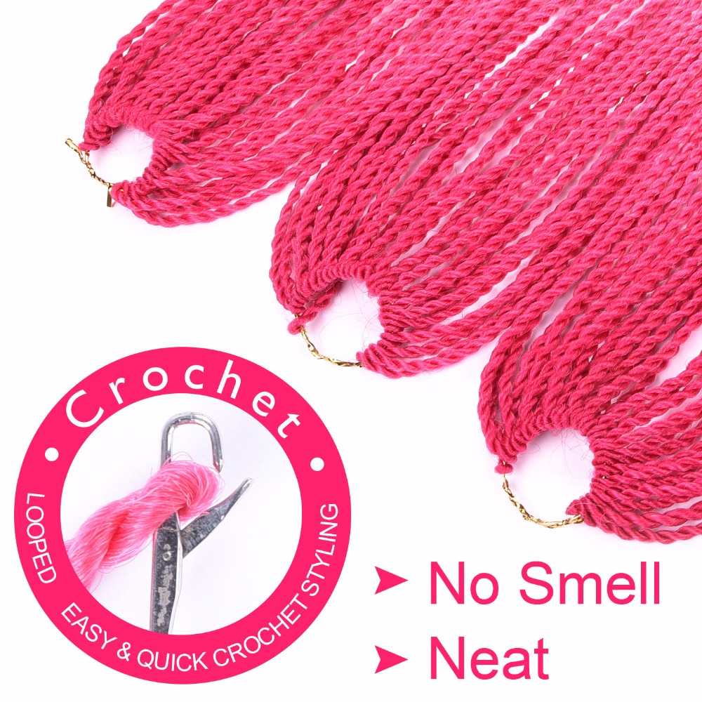 Silike 24 inch Ombre Senegalese Twist Hair Crochet Braids 30 Roots Pre-looped Synthetic Crotchet Braiding Hair for Women