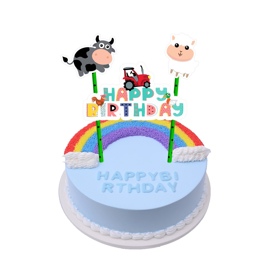 Décoration de gâteau à thème animaux de ferme, 1 ensemble, fournitures de fête pour enfants, accessoire de décoration de pâtisserie d'anniversaire DIY