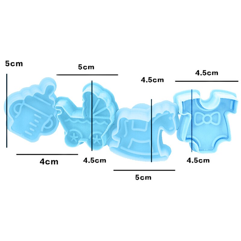 Ydeapi 4 Stks/set Baby Soort Plastic Bakvorm Keuken Biscuit Cookie Cutter Pastry Plunger 3D Fondant Cake Decorating Gereedschap