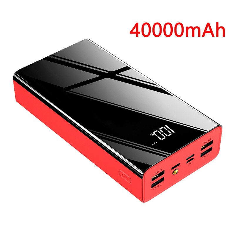 30000mAh 40000mAh 50000mAh Powerbank with Flashlight Portable Charger External Battery Poverbank For iPhone 11 Xiaomi Power bank: 40000mAh Red
