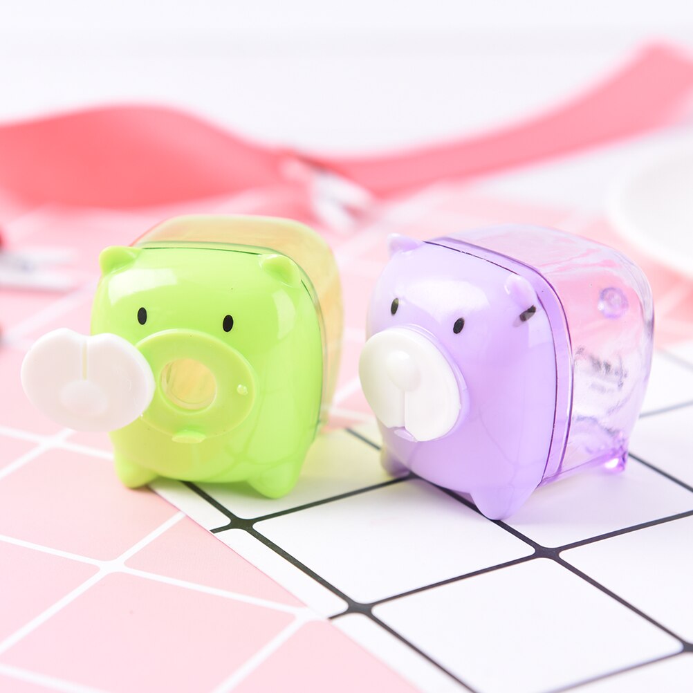 Liten gris godis färg pennvässare kawaii tecknade djur pennvässare för student brevpapper