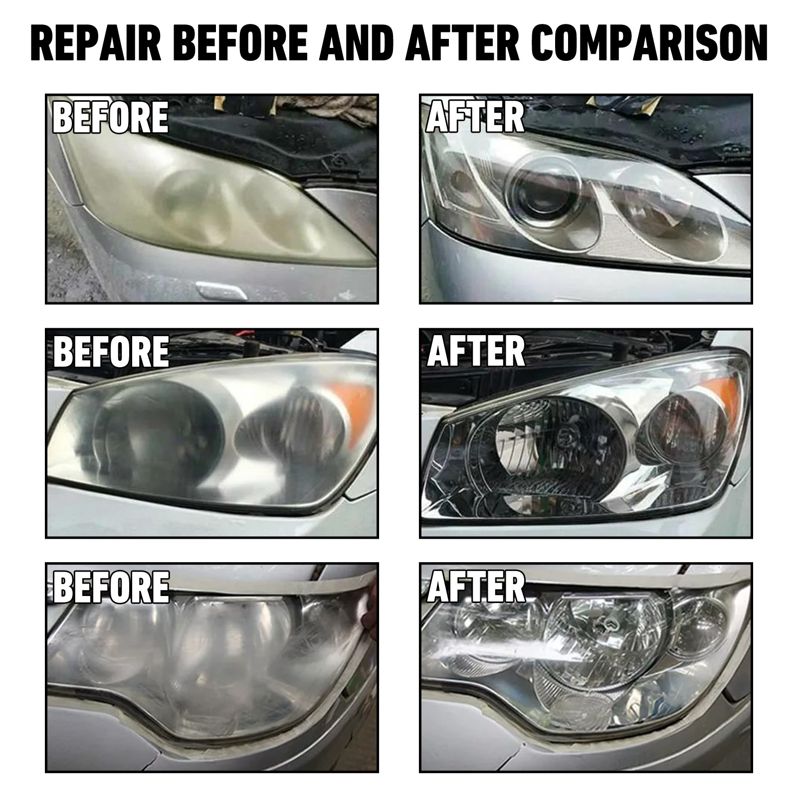 Headlight Restoration Kit DIY Car Headlight Polishing Tool Remove Yellowing & Scratches,Anti-Fogging UV Coating