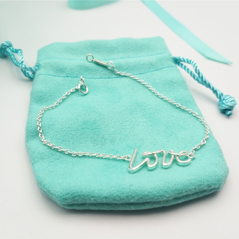 Women Bracelet LOVE letters accessories Clavicle chain Silverware 925 Sterling silver Jewelry Valentine's Day