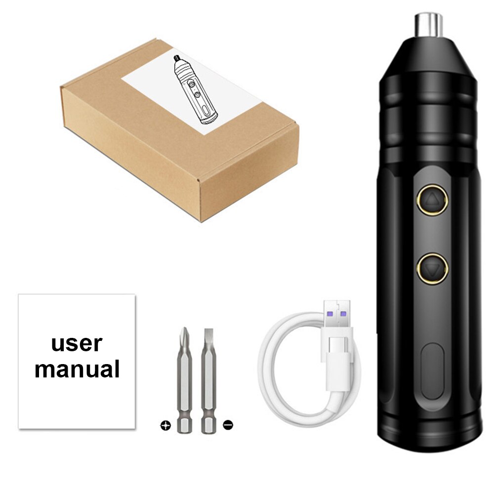 ALLSOME-Mini destornillador eléctrico inalámbrico de 4V, conjunto de herramientas eléctricas portátiles, destornillador eléctrico multifuncional recargable de bajo ruido: 2 Bits Set