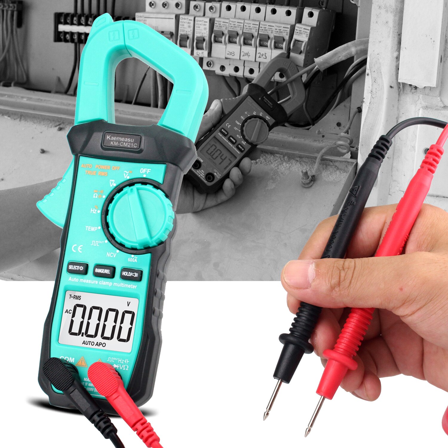 Digital Clamp Meter AC Current Clamp Multimeter AC DC Multi Tester Automatic Range True RMS High Precision Multimeter KM-CM21C