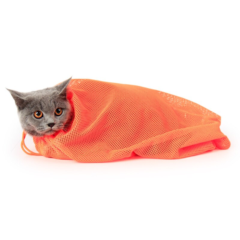 Bolsa de banho para gatos, mochila de malha para limpar as unhas, sem arranhões, com contenção para as unhas