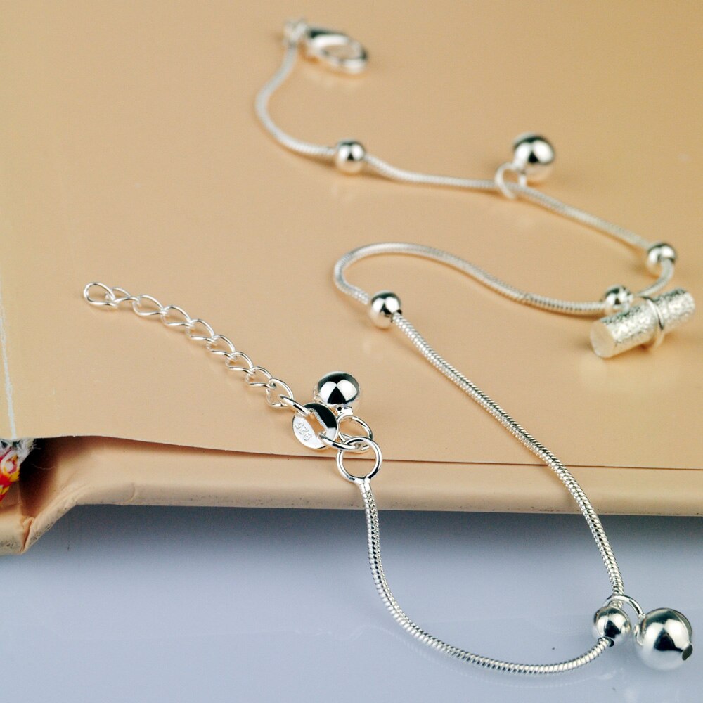 Bohemia Foot Beach Anklets100%925 Sterling Silver Ankle Simple Snake chain Anklet Bracelet Women Barefoot Chain Jewelry