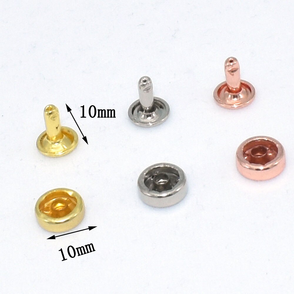 50 Sets Leather Rivets Double Cap Rivets Tubular-3Colors Rapid Rivets Leather Craft for DIY Shoes/Bag/Belts Repairs Decoration: Rose Gold