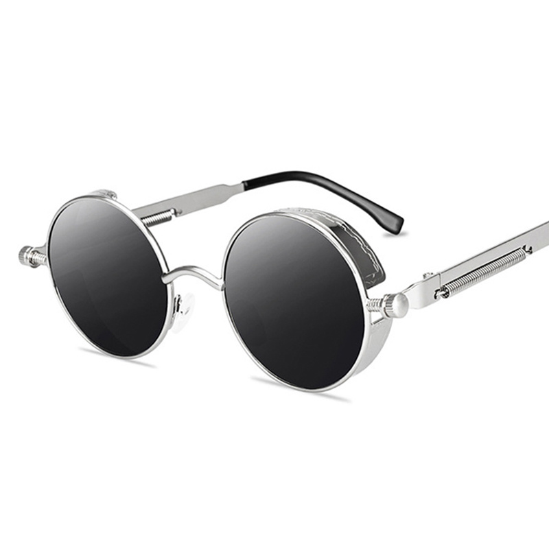 Gafas De Sol redondas para hombre y mujer, lentes góticas Steampunk, De De , Vintage, a la , De Metal: Rosa