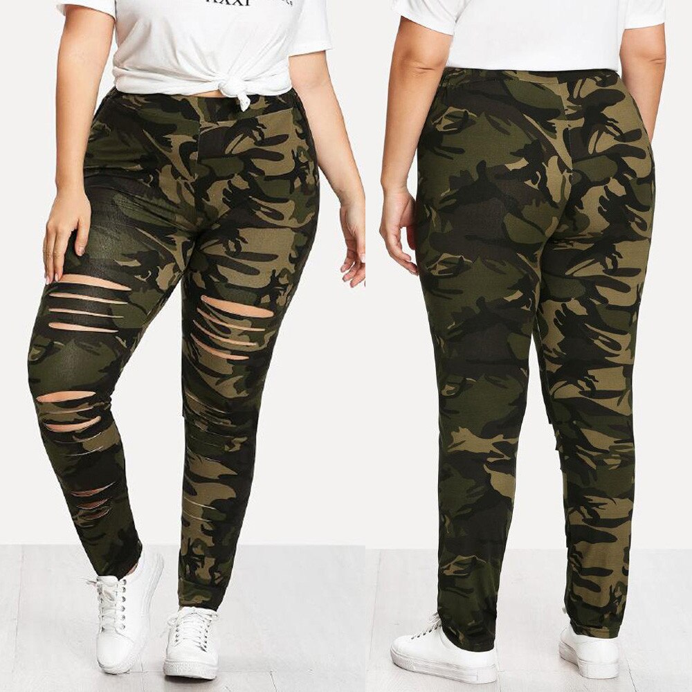 Plus Size Womens Camouflage Leggings Broek Sport Gat Casual Yoga Broek Hoge Taille Push Up Workout Running Broek #40: Xxxl