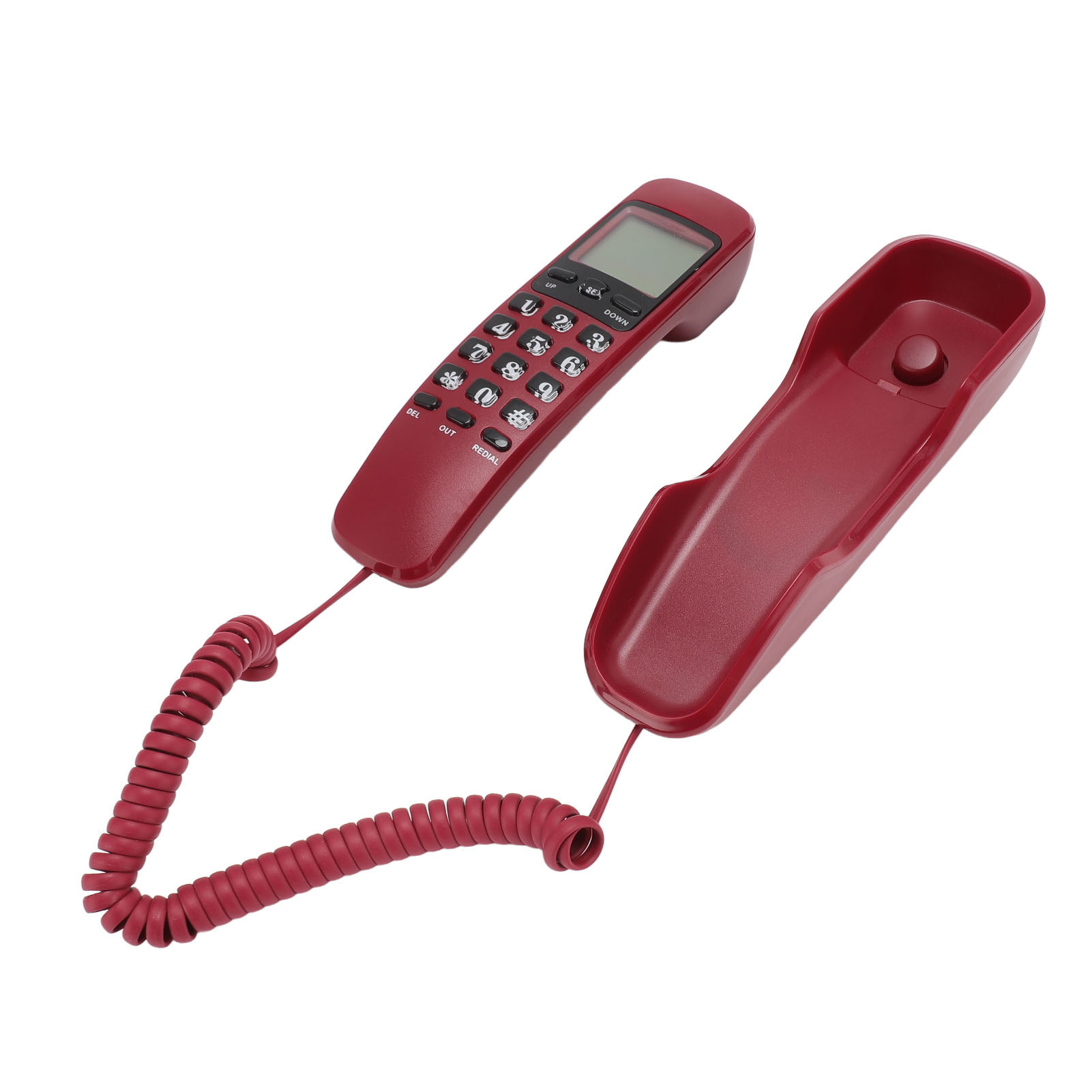 Väggmonterad Telefon med Nummerpresentation - Fast Telefon för Hem, Hotell och Kontor - Röd