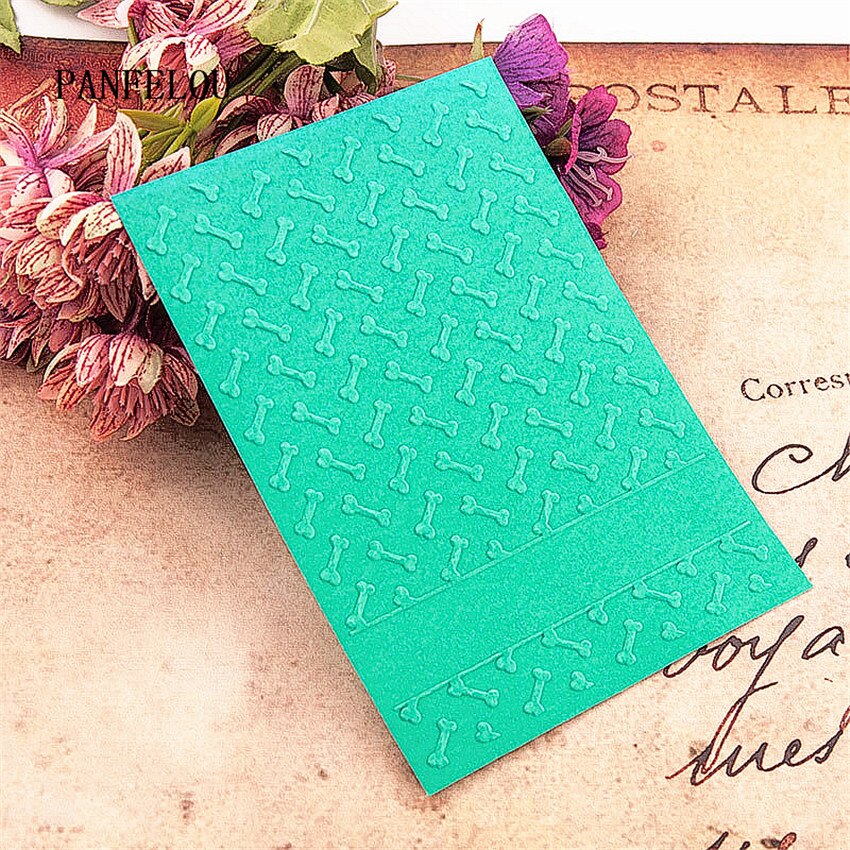PANFELOU 10.5*14.8 Lovely bones Embossing folders Plastic Scrapbooking DIY Template Fondant Cake Photo Album Card Making