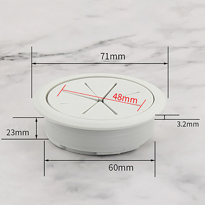 Alle Farben: 50 mm/53 mm/60 mm Schreibtisch, Tisch, ABS und Gummi, Kabellochkappen, PC-Computertisch, runde Draht-Netzte Tülle: transparent