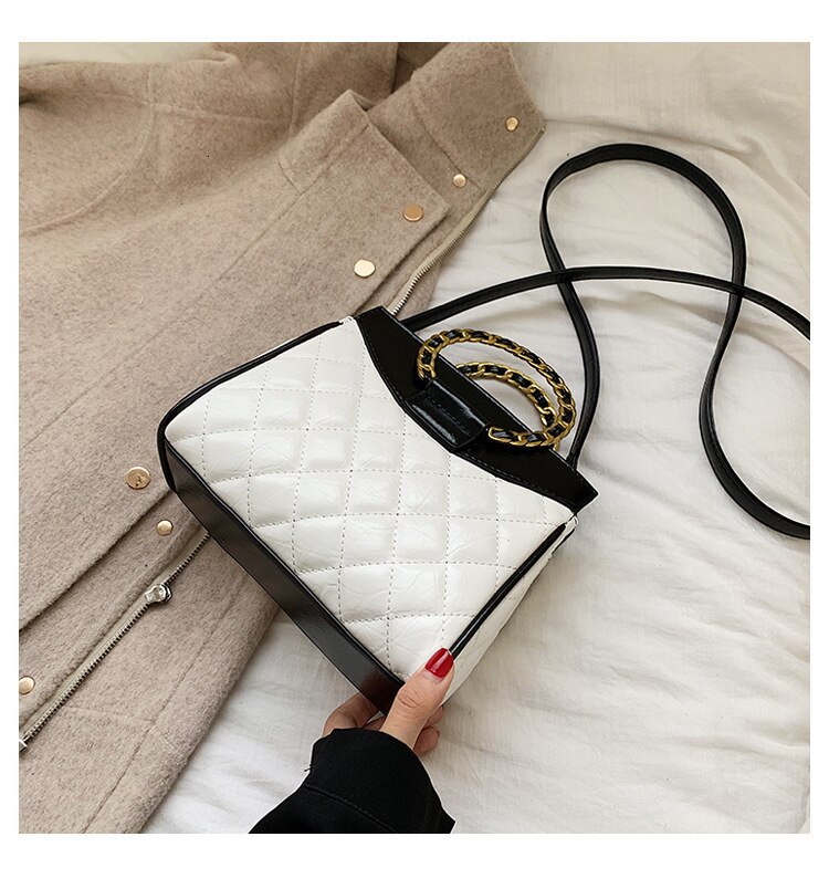 Early Autumn Loop Totes Tide Texture Diamond Lattice Style Big Capacity Single Shoulder crossbody bags for women