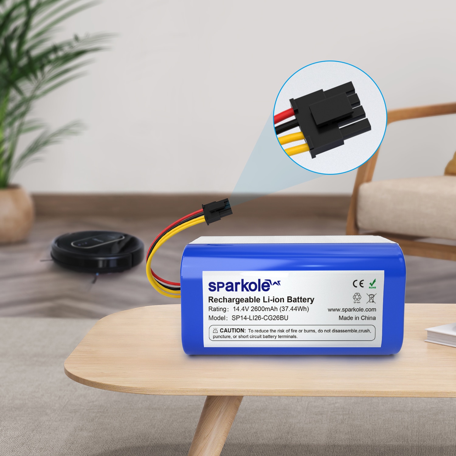 Sparkole-batería de iones de litio para Robot aspirador, 14,4 V, 2600mAh, para Cecotec Conga 1290, 1390, 1490, 1590, Gutrend Echo 520