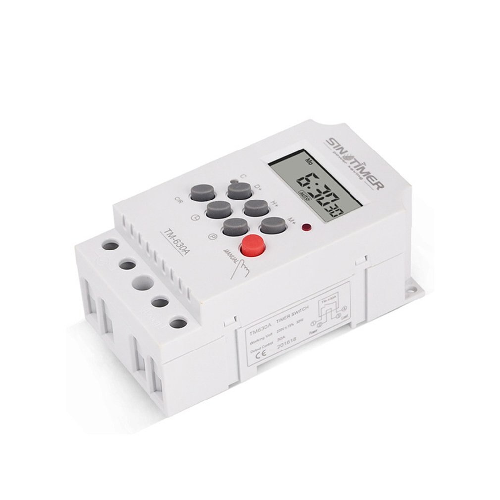 Sinotimer TM630A Zware Belasting 30a 230vac 7 Dagen Wekelijkse Digitale Elektronische Verlichting Timer Met Mini Maat En Direct Uitgangsvermogen